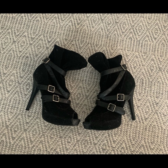 Peep-toe buckle booties - Picture 2 of 6